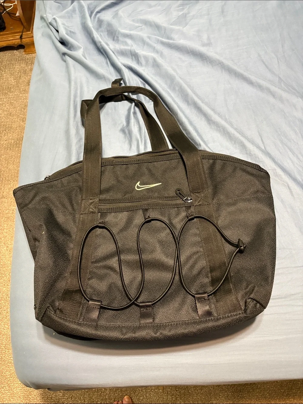 Used Nike Black Duffel Tote with Elastic Cord